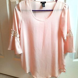 Sheer blush  embroidered blouse